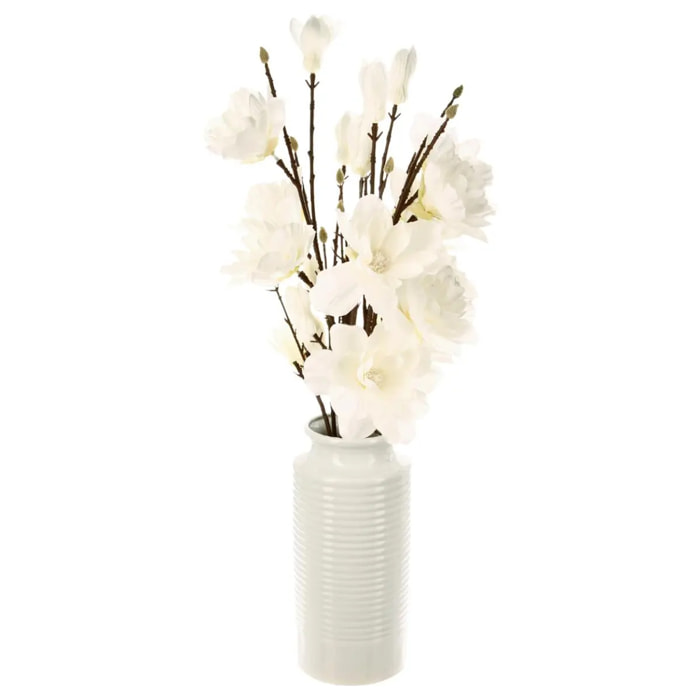 Branches de magnolia vase blanc H75cm