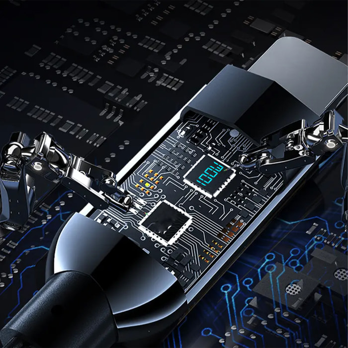 Cavo PD da USB-C a USB-C da 100 W, ricarica rapida, display digitale, 1,2 metri. Lega di zinco.
