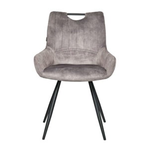 Chaise avec accoudoirs et pieds en métal noir - gris - ROSA