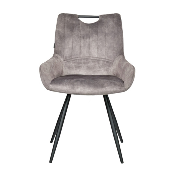 Chaise avec accoudoirs et pieds en métal noir - gris - ROSA