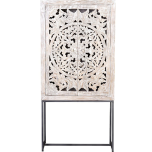 Alacena de Madera de Mango 85 Cm Estilo Étnico Boho Tallado