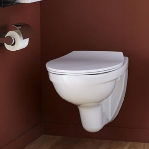 Cuvette WC suspendu sans bride Patio avec abattant extra-plat déclipsable