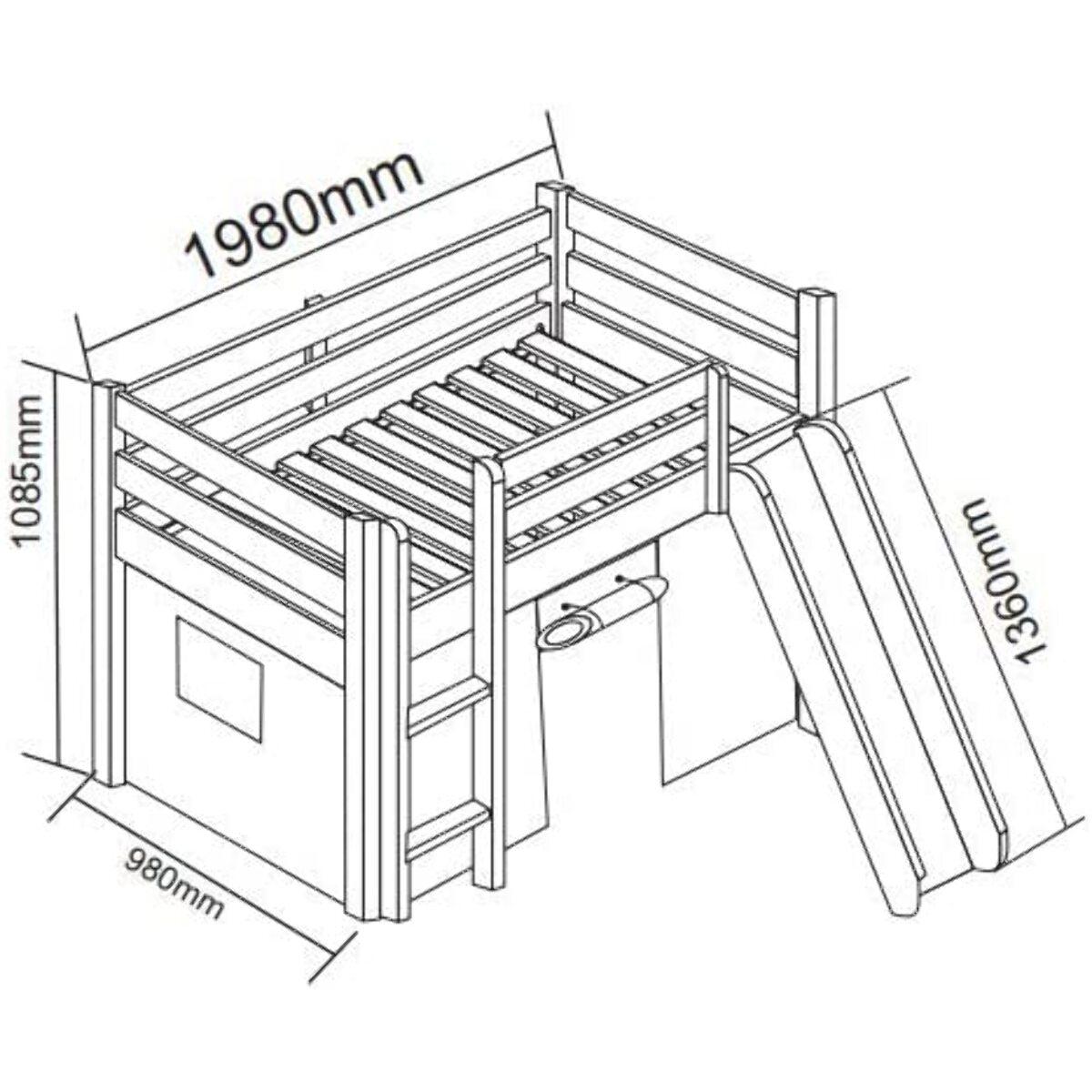 Cama Alta Para Niños Con Tobogan Y Escalera