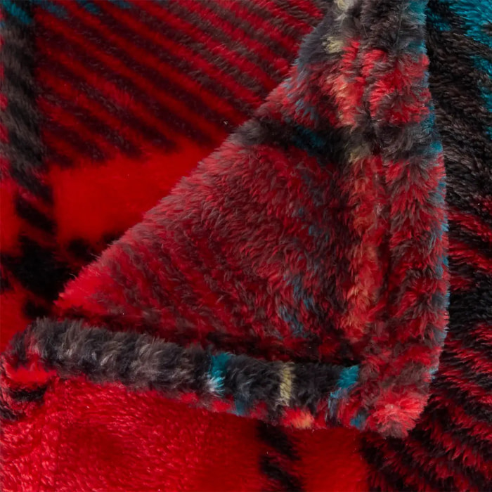 Plaid flanelle imprimé Brody rouge 170x130cm