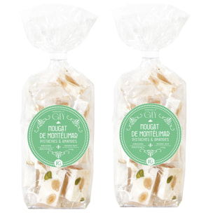 2 x Nougats de Montélimar pistache et amandes - 2x100g - France - Raoul Gey