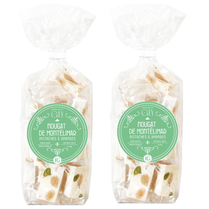 2 x Nougats de Montélimar pistache et amandes - 2x100g - France - Raoul Gey