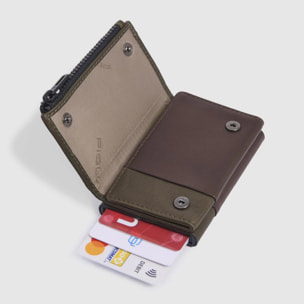 Piquadro Portafoglio compatto con portacarte automatico, porta monete e protezione RFID