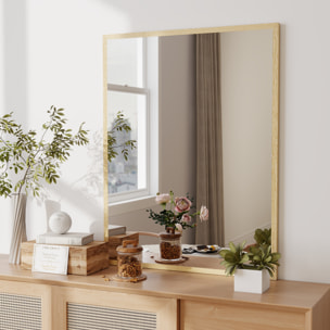 Espejo de Pared, 70x90 cm, Espejo de Baño Rectangular, Decorativo para Salón, Entrada, Pasillo, Horizontal o Vertical, Natural