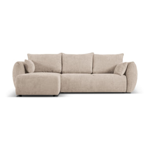 Canapé d'angle gauche convertible avec coffre de rangement "Matera" 4 places en chenille beige
