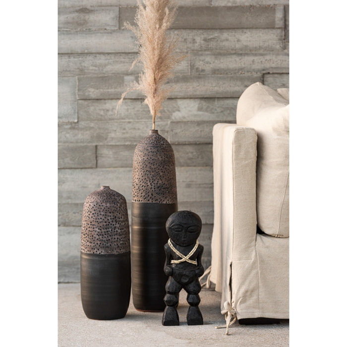 J-Line décoration Personnage Takwimu - bois - noir - small