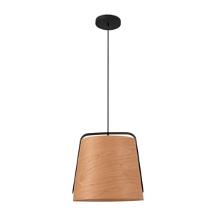 STOOD Lampe suspension noire et bois