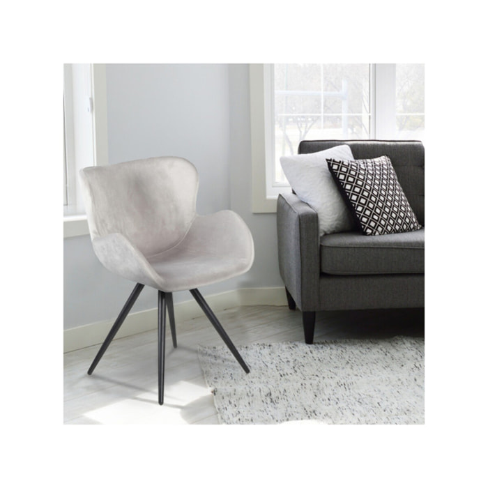 Chaise en velours avec piètement en métal noir - LILOU