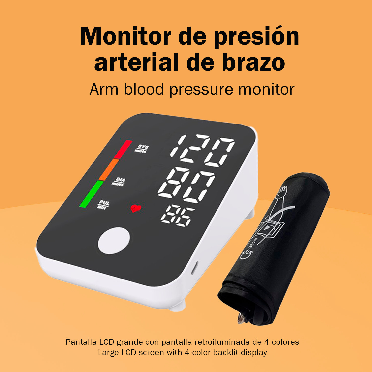 Tensiómetro electrónico JC801 con presurización inteligente y memoria de registros. Con pantalla digital y banda para brazo.