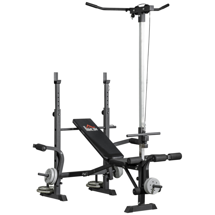 Banco de Pesas Multifuncional Banco de Musculación Ajustable en 6 Posiciones para Entrenamiento de Cuerpo Completo en Gimnasio Casa Carga 150 kg 180x134x200 cm Plata y Negro