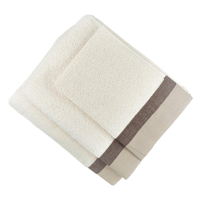 Set Spugna VARAZZE 3 Pezzi: Viso+Ospite+Telo Bagno - 450 gr/m² - 100% Puro Cotone