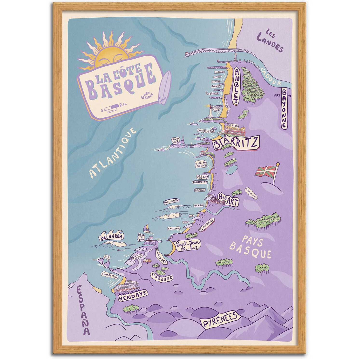 Affiche - Carte Pays Basque - Art Rider