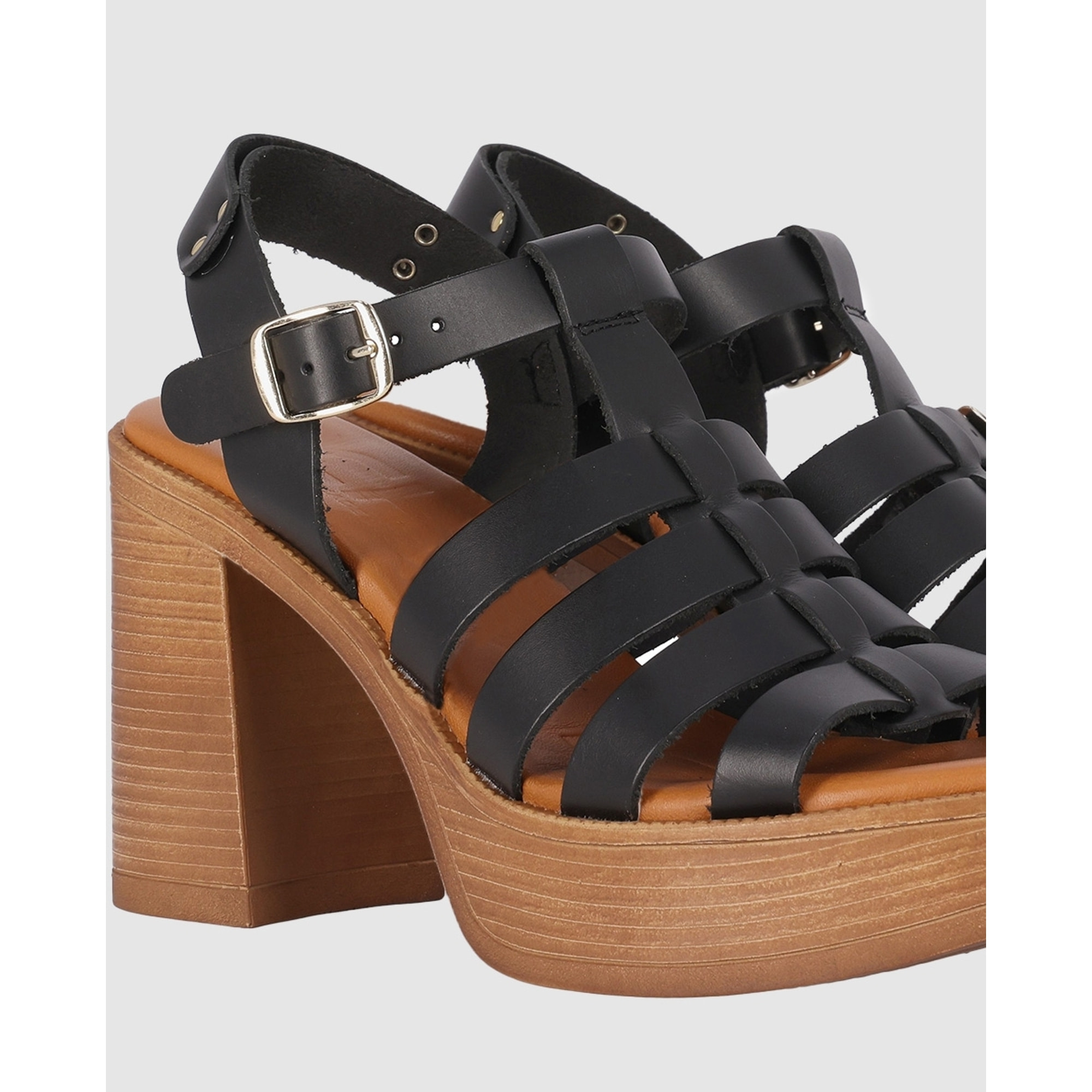 Sandalias de Piel - Negro - Tacón: 9 cm