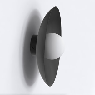 Lampada a parete Inspo in acciaio nero opaco e vetro