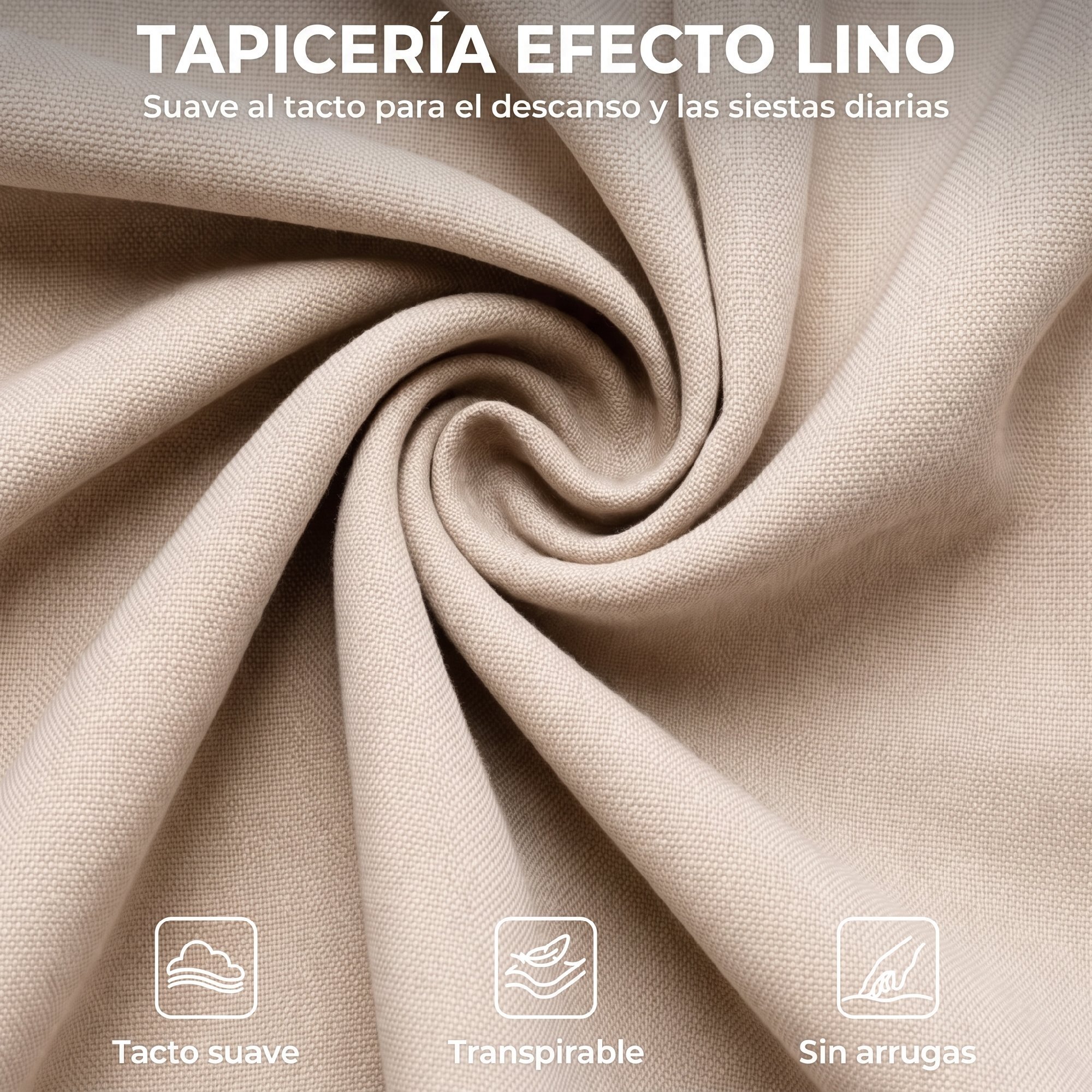 Sillón Relax Reclinable, Sillón Reclinable Manual hasta 135°, Tapizado en Lino, Reposapiés, Muelles Ensacados, Respaldo Alto Grueso y Patas de Madera para Salón, Oficina, Beige