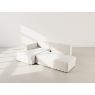 Topaze - canapé d'angle gauche 4 places convertible avec coffre en velours côtelé - Beige