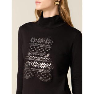 Oltre - Camiseta cuello alto con estampado - Negro