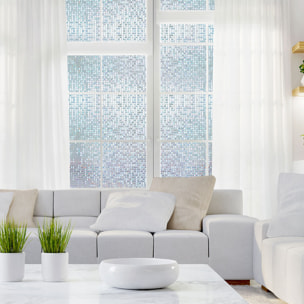 Rouleau occultant vitrostatique petits carreaux au mètre - Film Anti Regard Electrostatique Occultant Vitre Anti UV