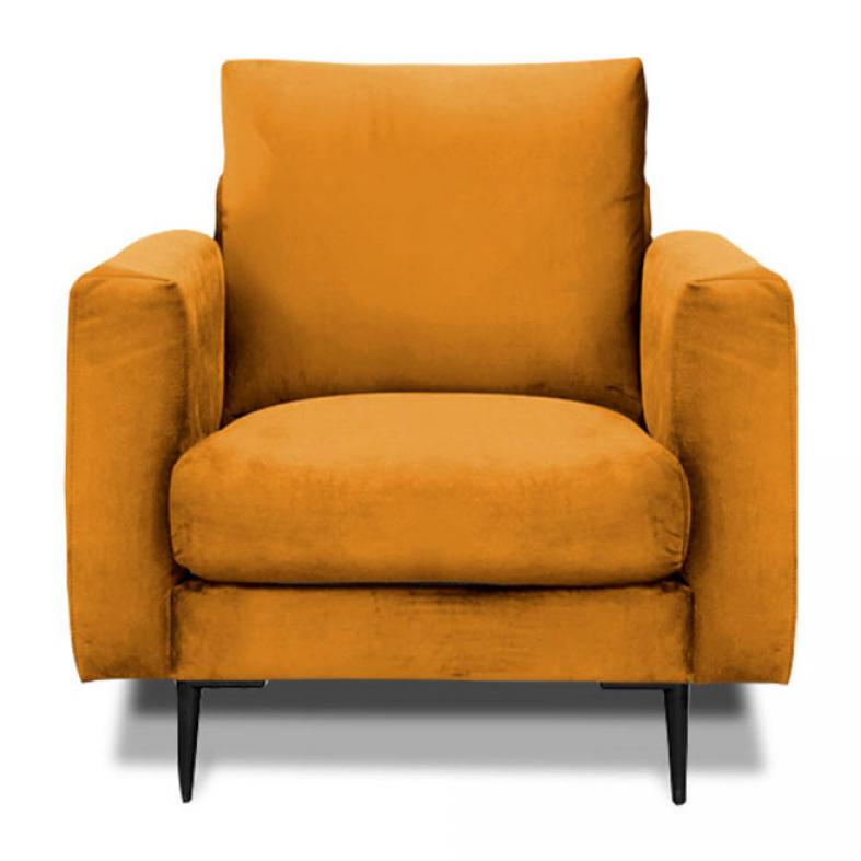 Fauteuil Caruso Velours Jaune - 1 Place