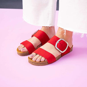 Sandalias 0175 NOBUCK RED/ CRETA color Red