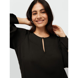 Fiorella Rubino - Blusa con mangas plisadas - Negro