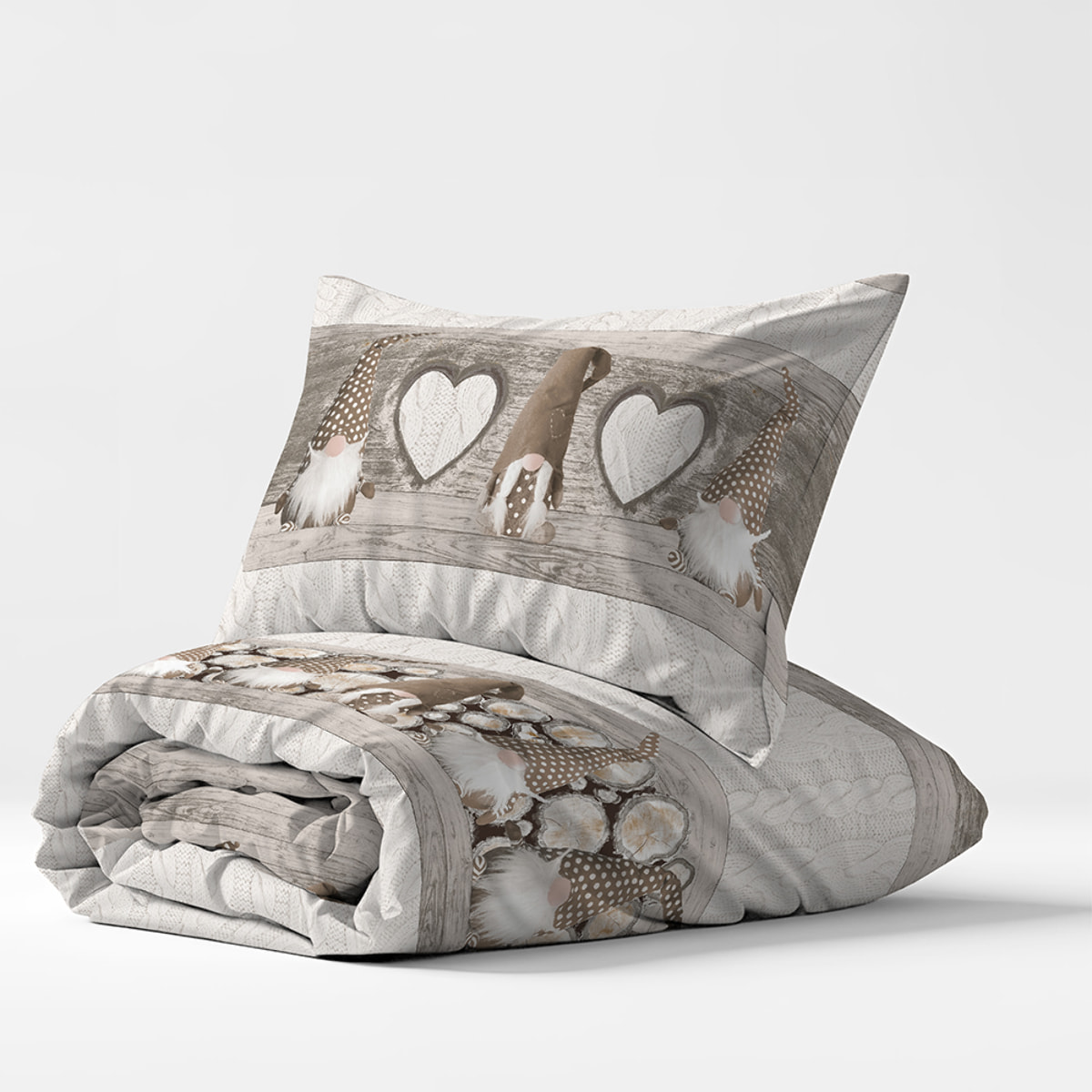 Parure copripiumino gnomo beige 100% cotone