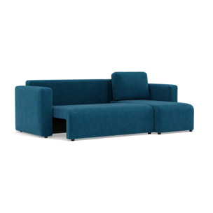 Canopy - canapé d'angle réversible 4 places convertible avec coffre en velours côtelé - Bleu