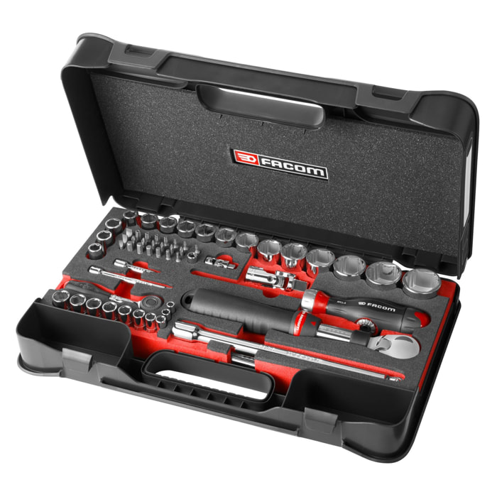 Coffret MBOX serrage 1/4 & 1/2 OGV® Grip, plateau mousse (60 pces) - FACOM - RS.GRPPB