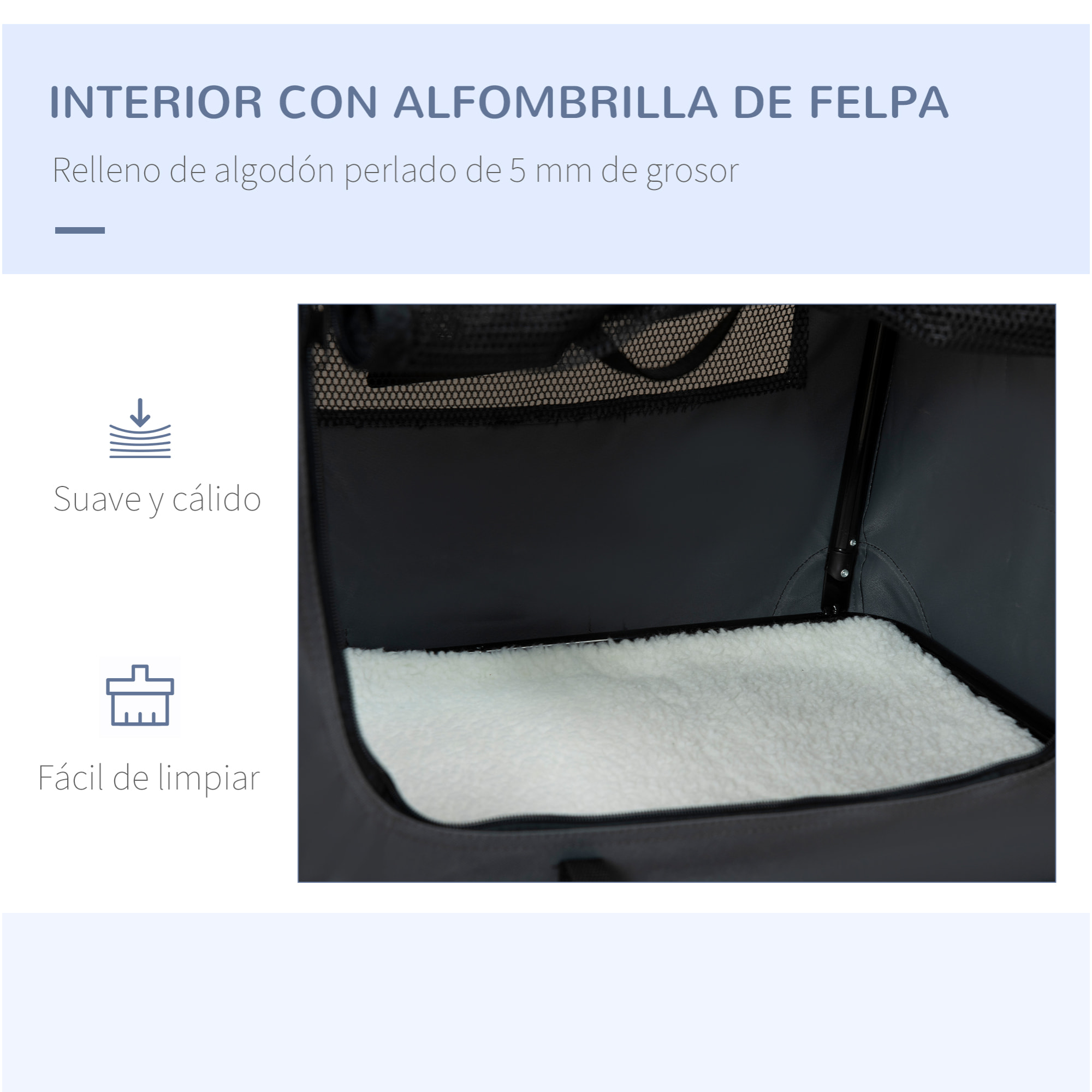 Transportín para Perros Plegable 60x41x41 cm Transportín para Mascotas con Ventanas Cojín Suave y 2 Correas del Hombro Bolsa de Transporte para Mini Perros Gatos Gris