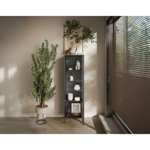 Jules - vitrine - 1 porte - 55x203 cm - Gris / Bois