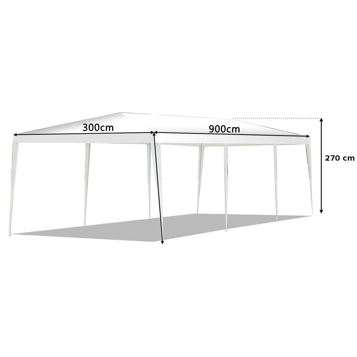 Tenda/gazebo per feste 3x9 impermeabile bianco tendone per fiere e mercati