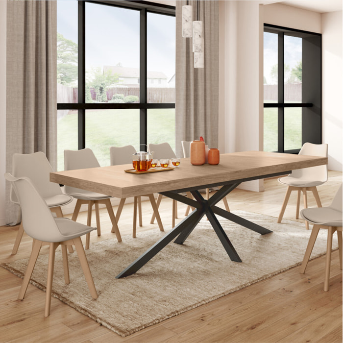 Table à manger extensible Spider 160-200cm avec rangement - Bois - Noir