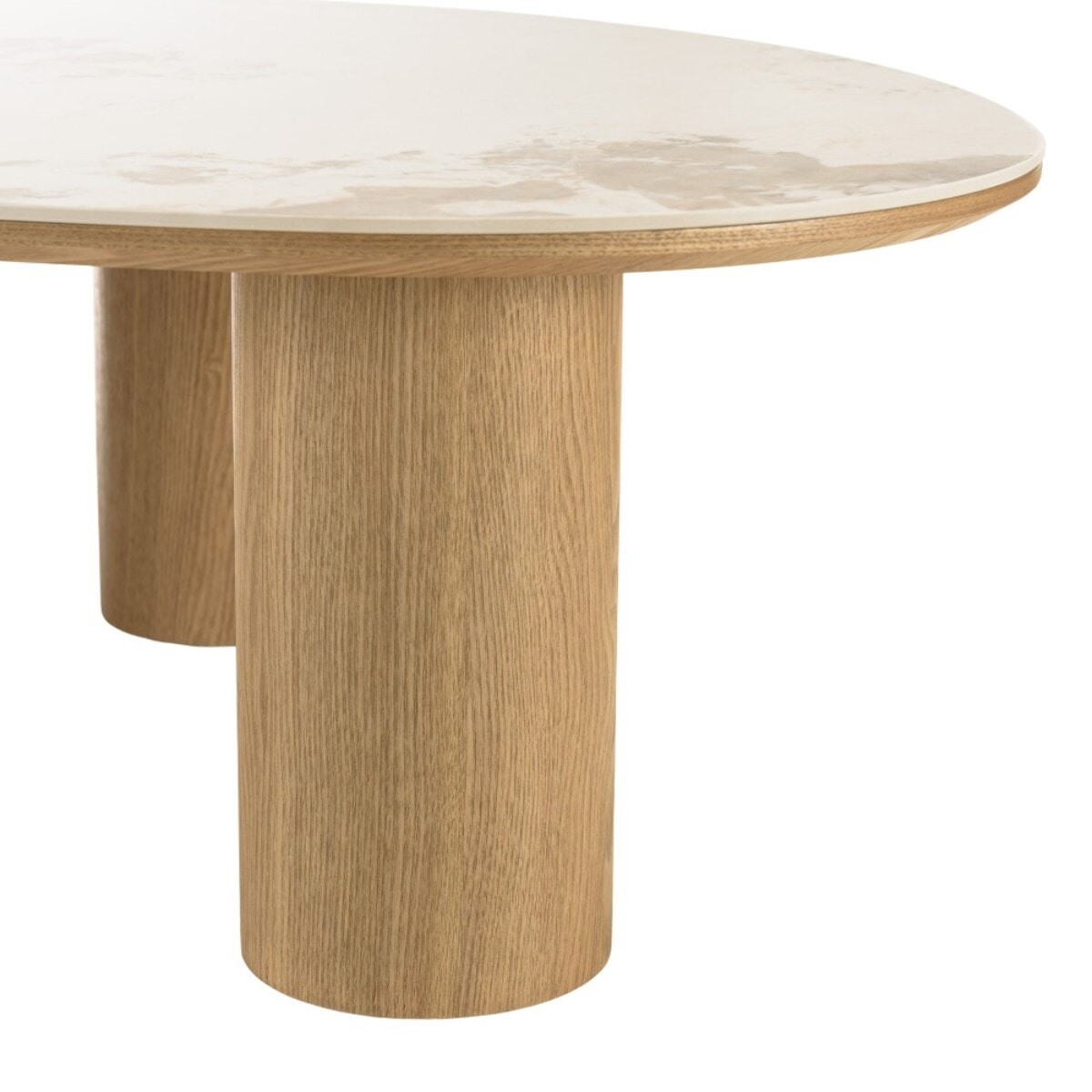 UGO - Table basse 110x80cm plateau céramique pieds bois clair UGO (2 COLIS)