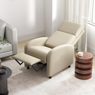 Fauteuil de relaxation inclinable réglable repose-pied tissu beige