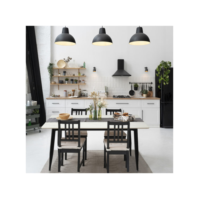 Table de repas 180 cm céramique marbré pieds évasés métal - STONE 2