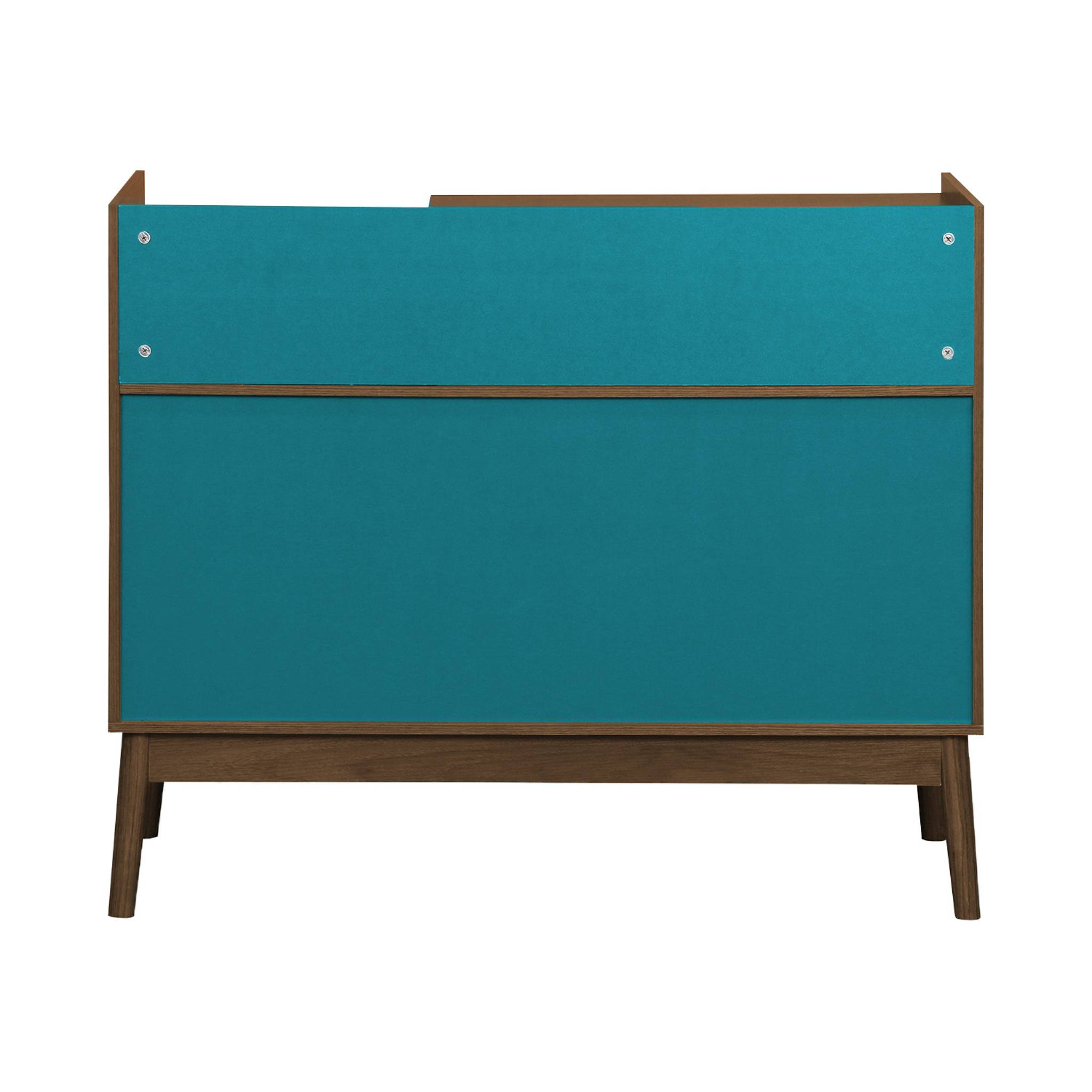 Meuble vinyle vintage bicolore décor bois et fond coloré 100cm NEPAL