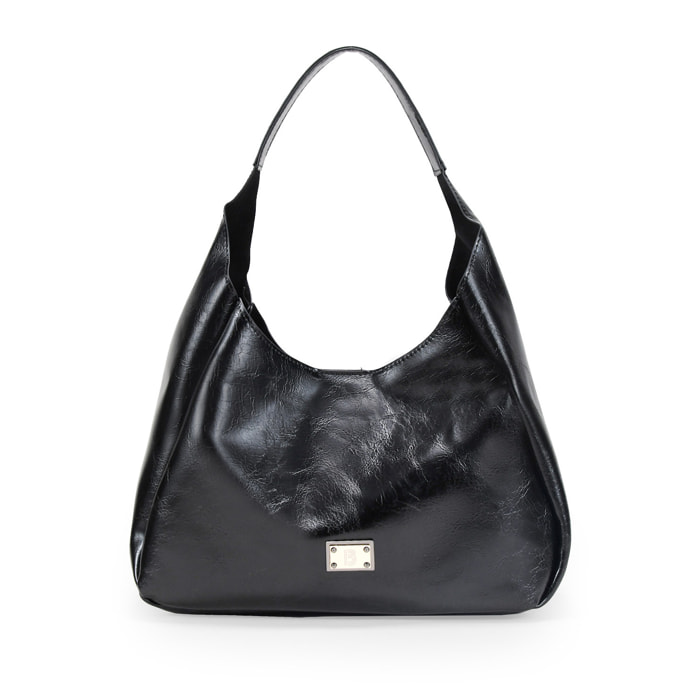 Bolso de hombro negro con bolsa interior