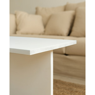 Table basse 2 pièces en bois massif blanc 100x45cm Hauteur: 44.6 Longueur: 100 Largeur: 39