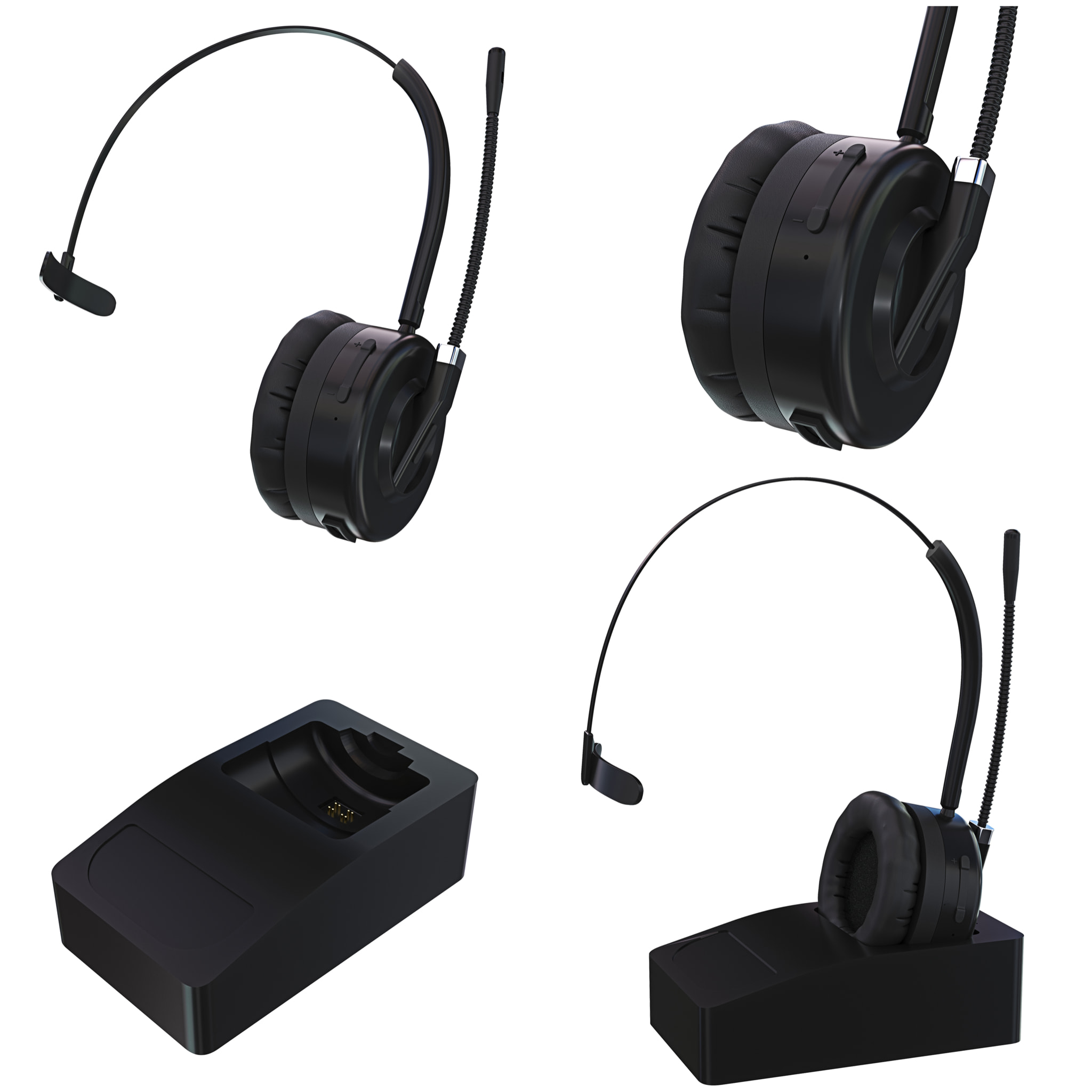 Cuffie Bluetooth 5.0 Microfono Direzionale Stazione Ricarica Cancellazione Rumore Batteria Lunga Durata Wireless PC Videochiamata Call Center Ufficio