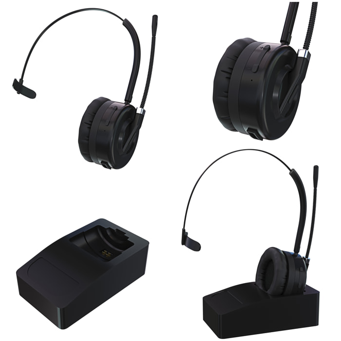 Cuffie Bluetooth 5.0 Microfono Direzionale Stazione Ricarica Cancellazione Rumore Batteria Lunga Durata Wireless PC Videochiamata Call Center Ufficio