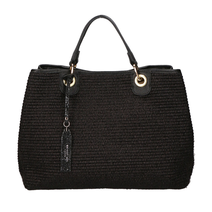 Borsa a mano da donna - Modello False - Paglia & Pelle - 30.0 x 37.5 x 16.0 cm