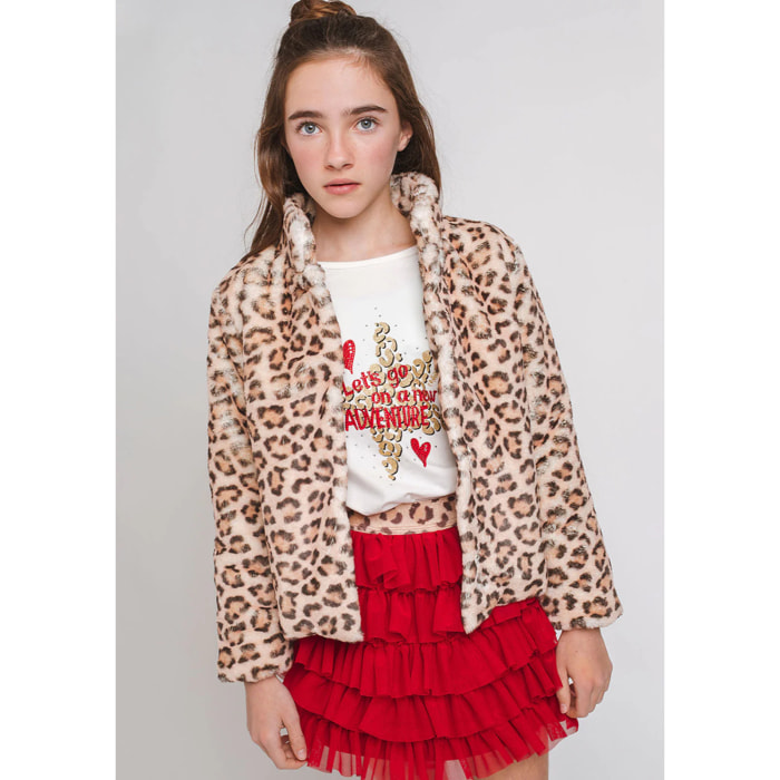 Abrigo de piel de leopardo para niña