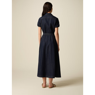 Oltre - Vestido camisero de mezclilla - Azul
