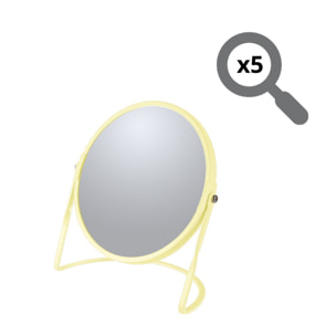 Miroir grossissant sur pied Acier AKIRA Jaune mat Spirella