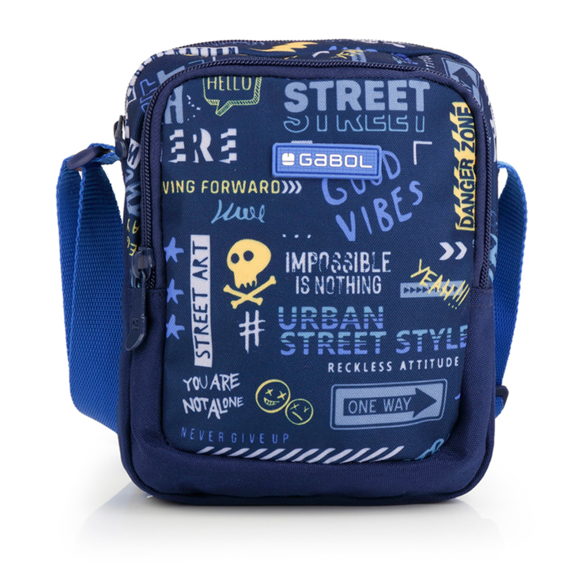 Bandolera infantil Gabol SKULL azul y resistente al agua