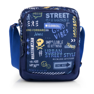 Bandolera infantil Gabol SKULL azul y resistente al agua